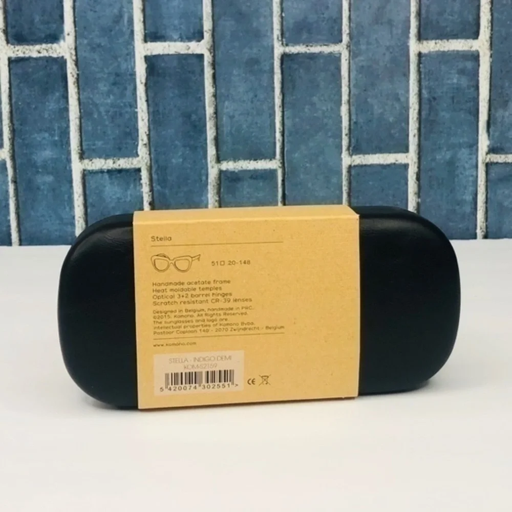 New KOMONO Stella Indigo Demi Sunglasses Cat Eye Retro Blue Tortoise